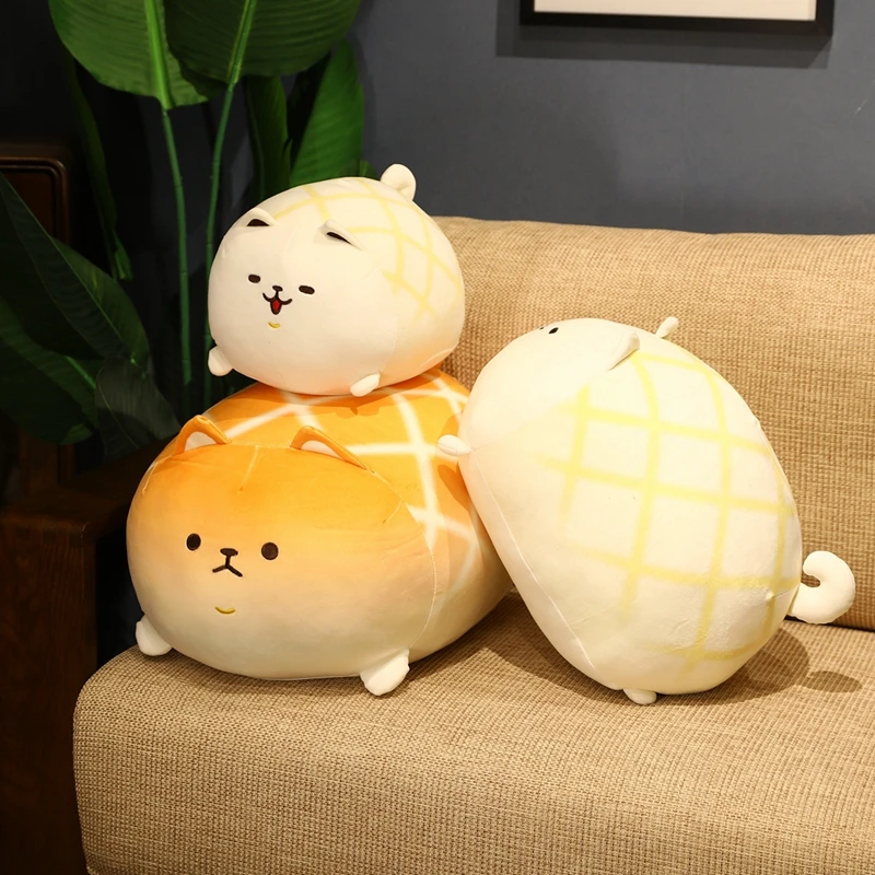 Cute Shiba Inu Plush Toy Fat Shaped Dog Doll Stuffed Fluffy Pineapple Bread Shiba Inu  Pillow Cushion Kids Toys Birthday Gift