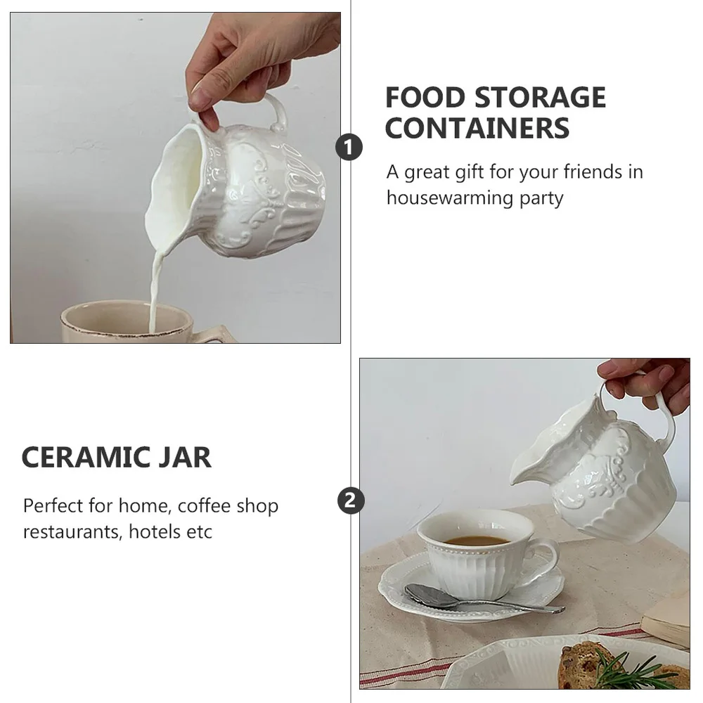 

1 Set 2pcs Coffee Frothing Pitcher Household Ceramic Sugar Packet Jar