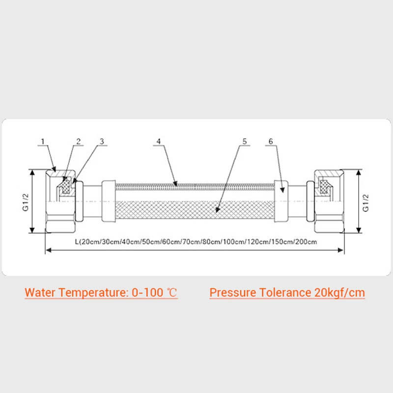 Гибкий шланг для подачи воды из нержавеющей стали SUS304 металлическая труба 2 шт.