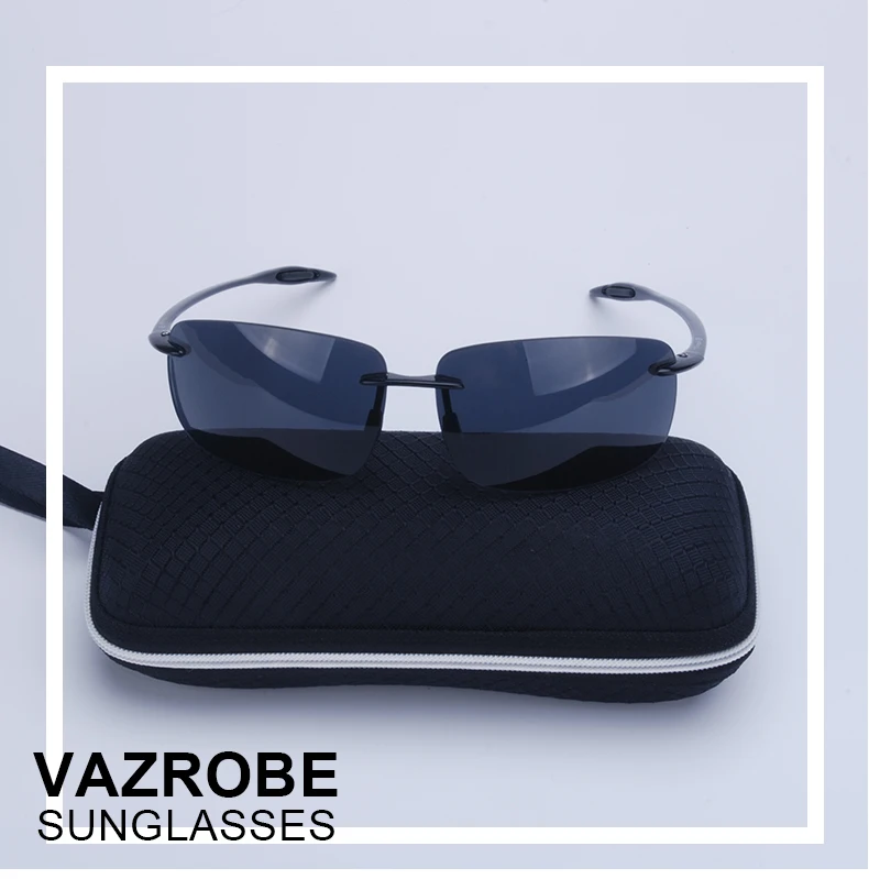 Vazrobe(10 г) солнцезащитные очки без оправы TR90 для мужчин и женщин, солнцезащитные очки для вождения, мужские нейлоновые линзы, анти-взрыв, анти-Полярный UV400, коричневый, черный