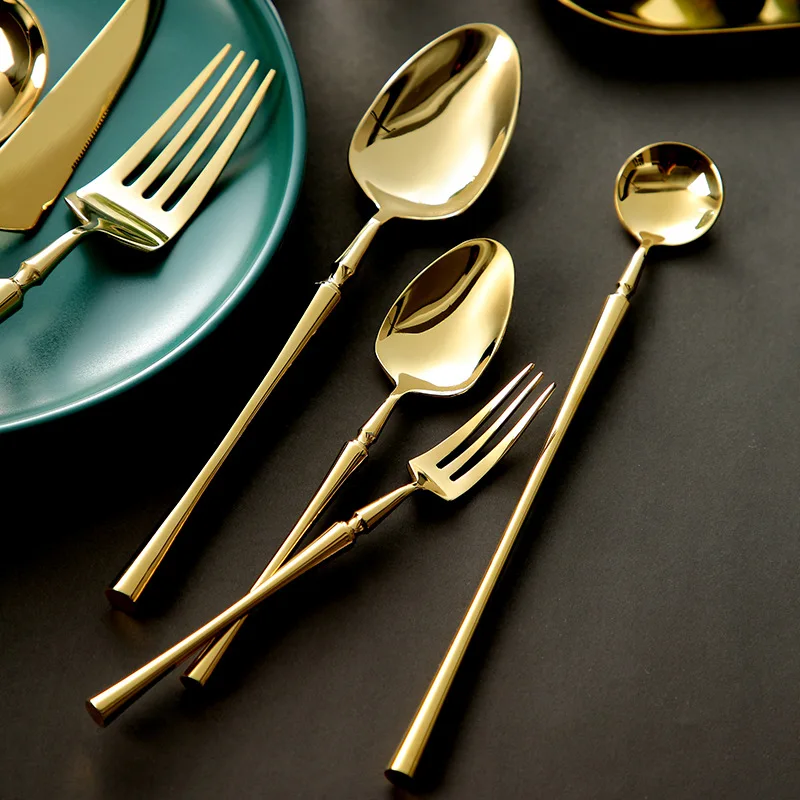 Столовые приборы из нержавеющей стали набор столовых приборов золотого и
