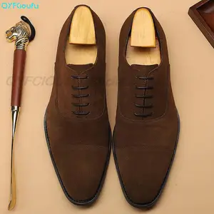 QYFCIOUFU новые модные замшевые официальные туфли из натуральной коровьей кожи мужские классические туфли с острым носком дышащие свадебные туфли для жениха