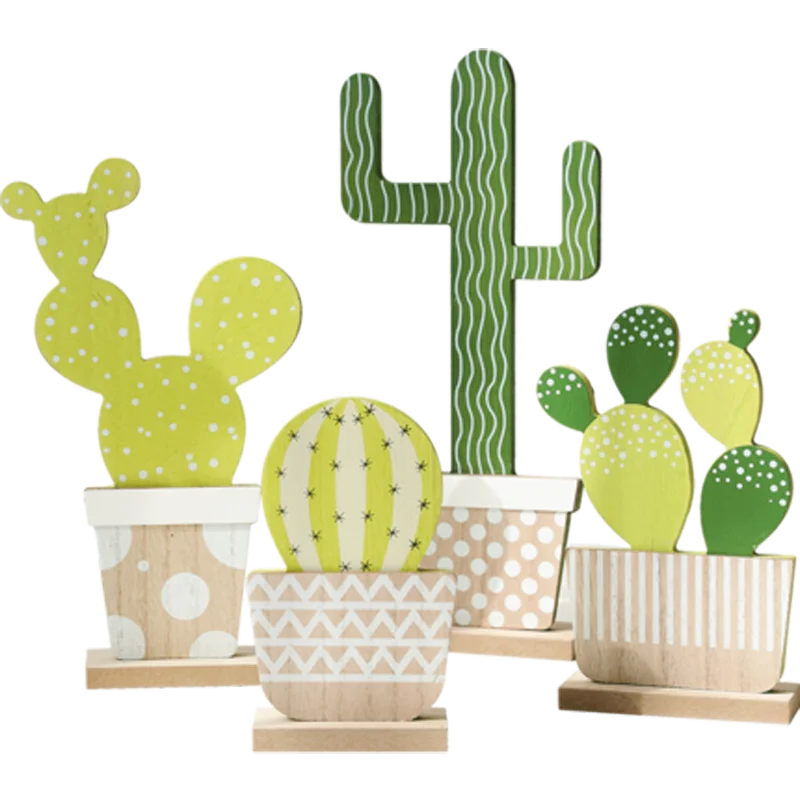Деревянная модель кактуса необычные настольные украшения для растений