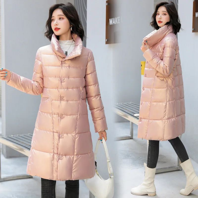 

Long Cotton Jacket Women Winter Korean Version Was Thin Lapel Thicken Jacket Ladies Padded Coats 2021 New Female Coat Winter