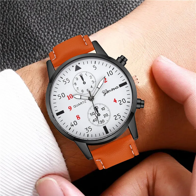 

New fashion watch fashion men's earth scale quartz watch fake two-eye men's and women's watches