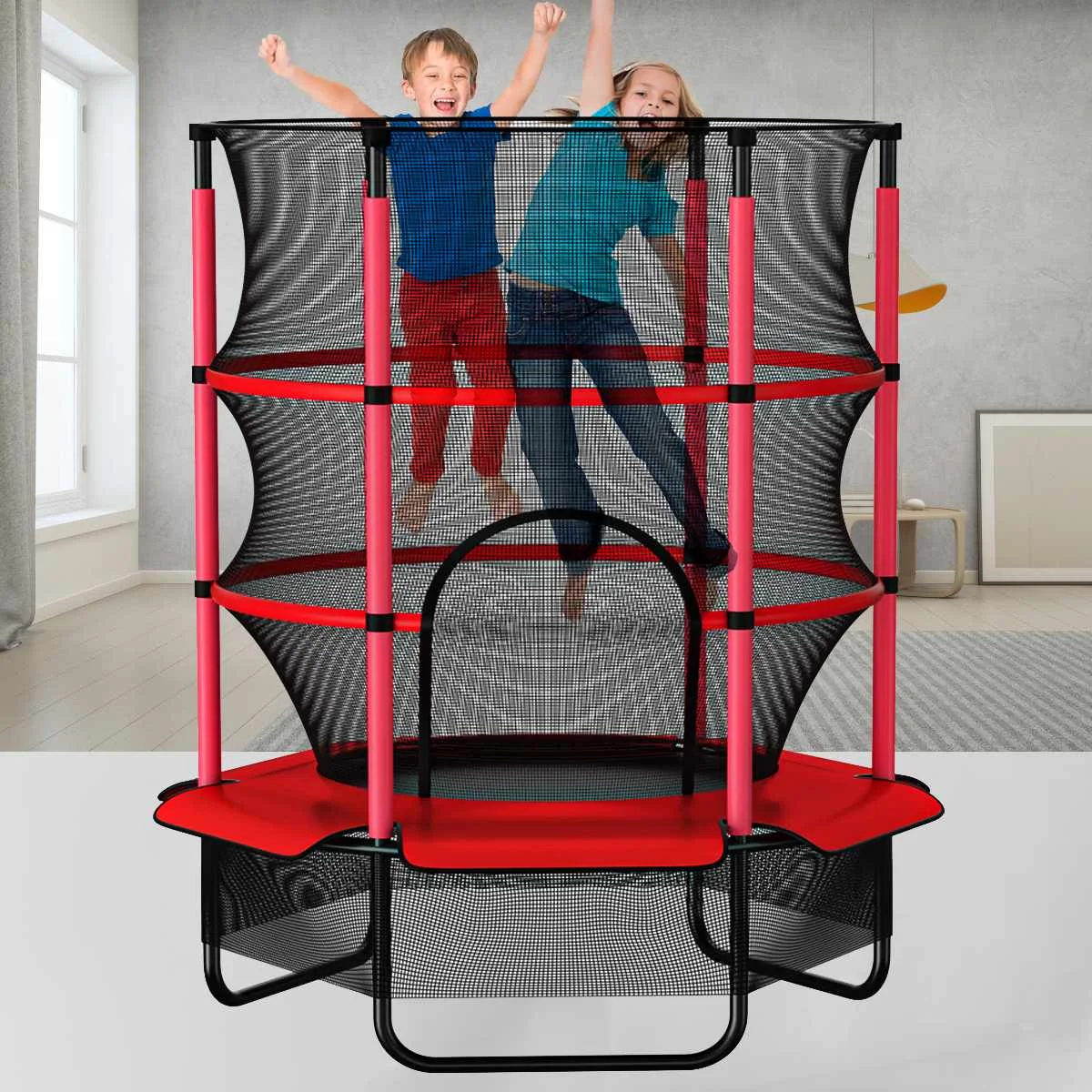140/160CM Indoor Trampoline with Protection Net Jumping Bed Outdoor Trampolines Exercise Bed Fitness Equipment Adult Children