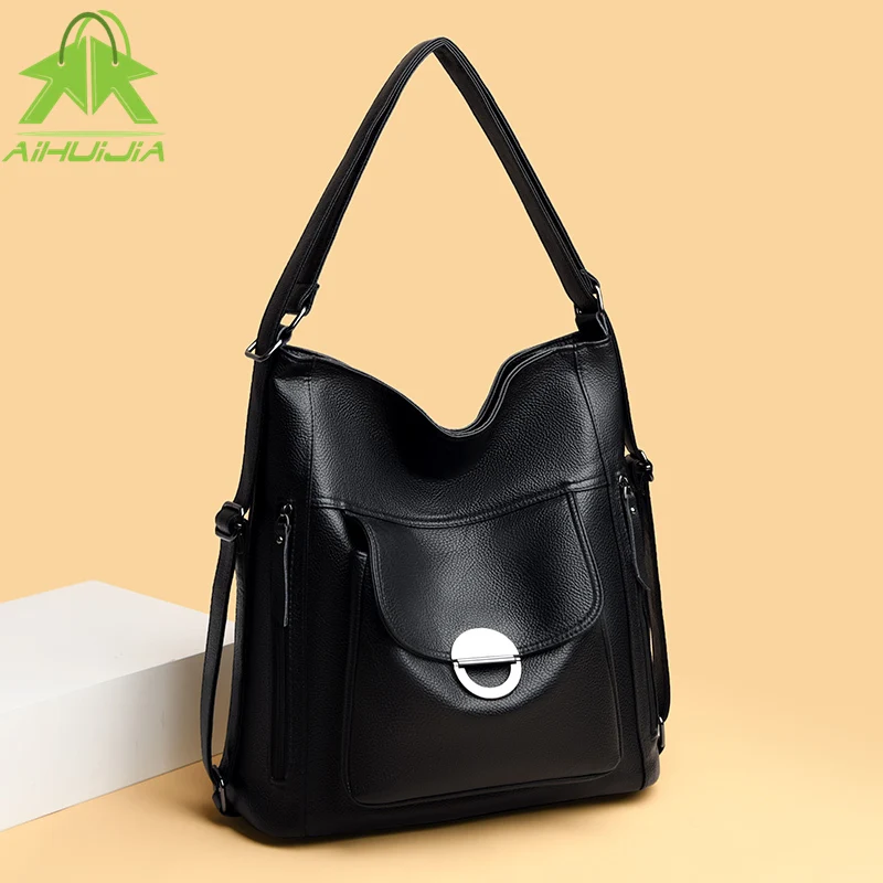 

Luxury High Capacity Backpack for Women 2021 New High Quality PU Leather Designer Female Handbag Casual Shoulder Messenger Bags