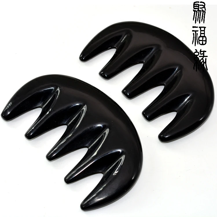 1 Pc New Arrival Black Buffalo Ox Horn Hair Combs Good Quality Anti-static Designer Head Scraping Body Point Massager | Красота и