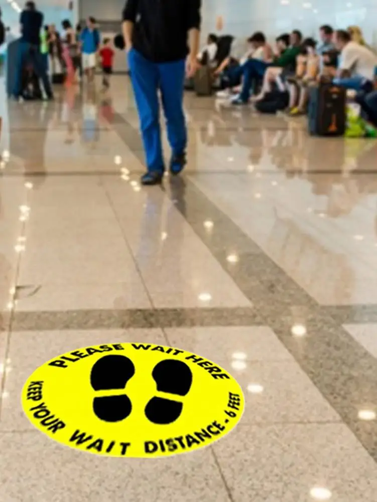 

In-stock Keep Distance Stickers Floor Social Distancing Stickers Line Crowd Control Decals Stickers For Supermarkets Banks