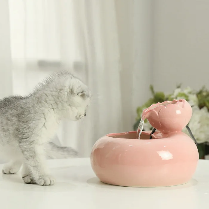 Cat Ceramic Water Fountain Automatic Pet Drinking Fountain Quiet Electric Automatic Circulation System Water Dispenser P7Ding