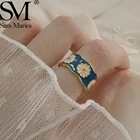 Французского барокко Винтаж Карамельный цвет эмаль металлический цветок краска брызга маленькая Маргаритка кольцо на палец, для женщин, ювелирное изделие, подарок