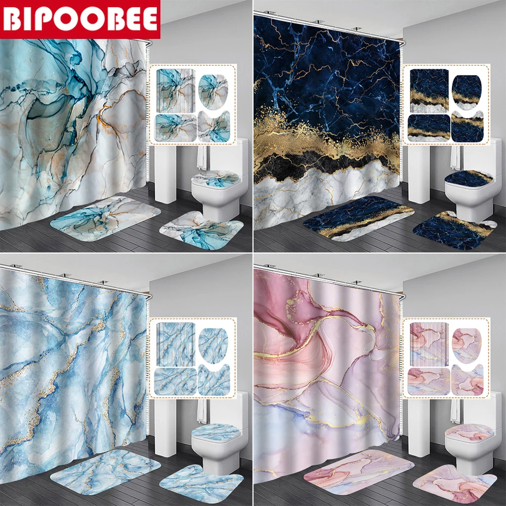 Красочные мраморные занавески для душа ванной комнаты набор из ткани с 12