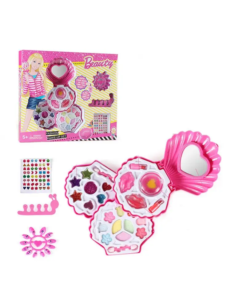 

Комплект детских игрушек для макияжа в форме ракушек, шт, ролевая игра, принцесса, розовый макияж, безопасный нетоксичный Набор для красоты, ...