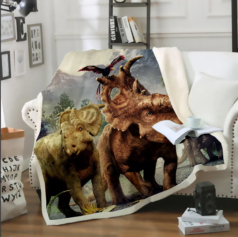 Забавный динозавр 3D принт тонкое мягкое флисовое шерстяное одеяло покрывало