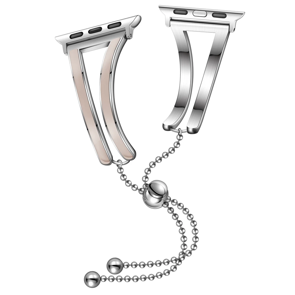 silver-apricot Женский ремешок для Apple watch band 38 мм 42 мм iWatch 4 band 44 мм 40 мм браслет из нержавеющей стали Apple watch 4 3 2 1 38/40 ремешок для часов - Цвет ремешка: silver-apricot