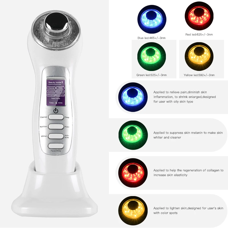 Ultrasonic7 in1Galvanic Photon 3MHz инструменты для ухода за кожей лица очищающая пор машина