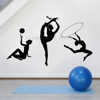 gymnast silhouette wall decal athletic girls sports club artistic gymnastics room interior decor vinyl window sticker mural 1452