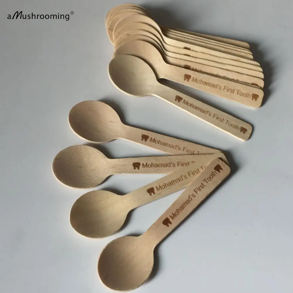 Индивидуальное мини ложки для Первый зуб крестильное платьице малышей буфетный