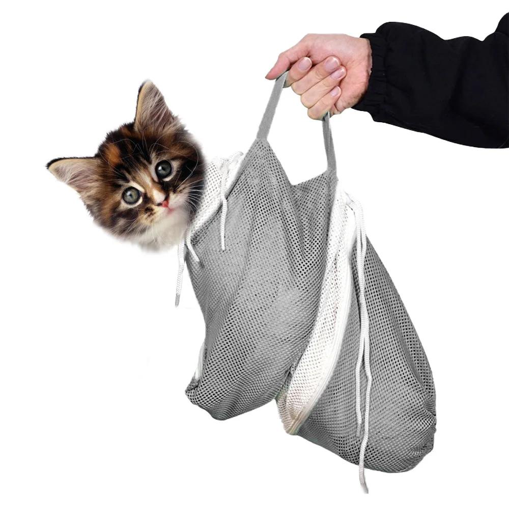 

Polyester Mesh Cat Swimming Bag Cat Grooming Supplies Washing Bag Bathtub Cleaning Shower Bite Restraint Pet Nails Trimming