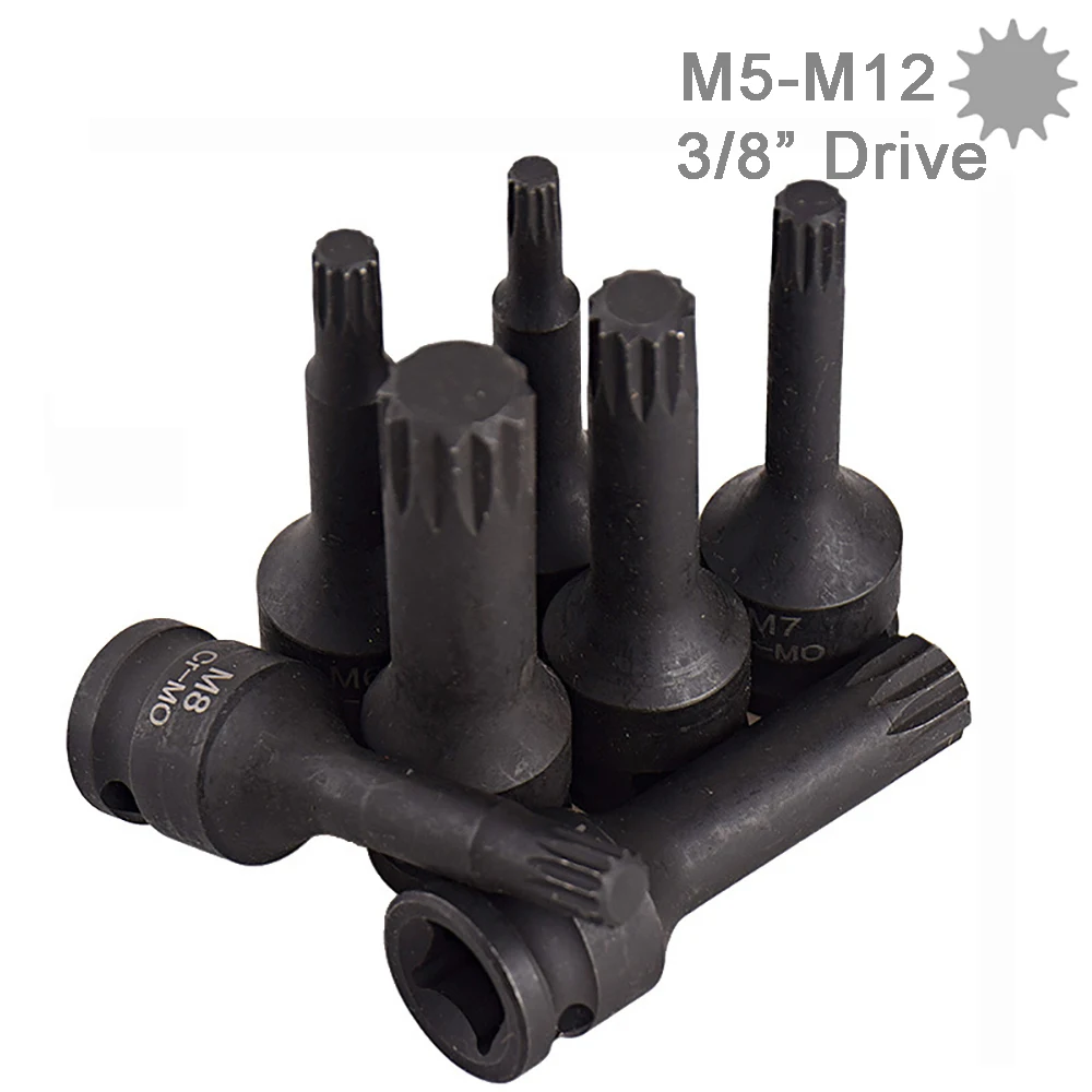 1PC Star Torx Bit 3/8" Drive Socket Adaptor M5 M6 M8 M9 M10 M11 M12 Spline MM Electric Impact Wrench Screwdriver Bits Tool