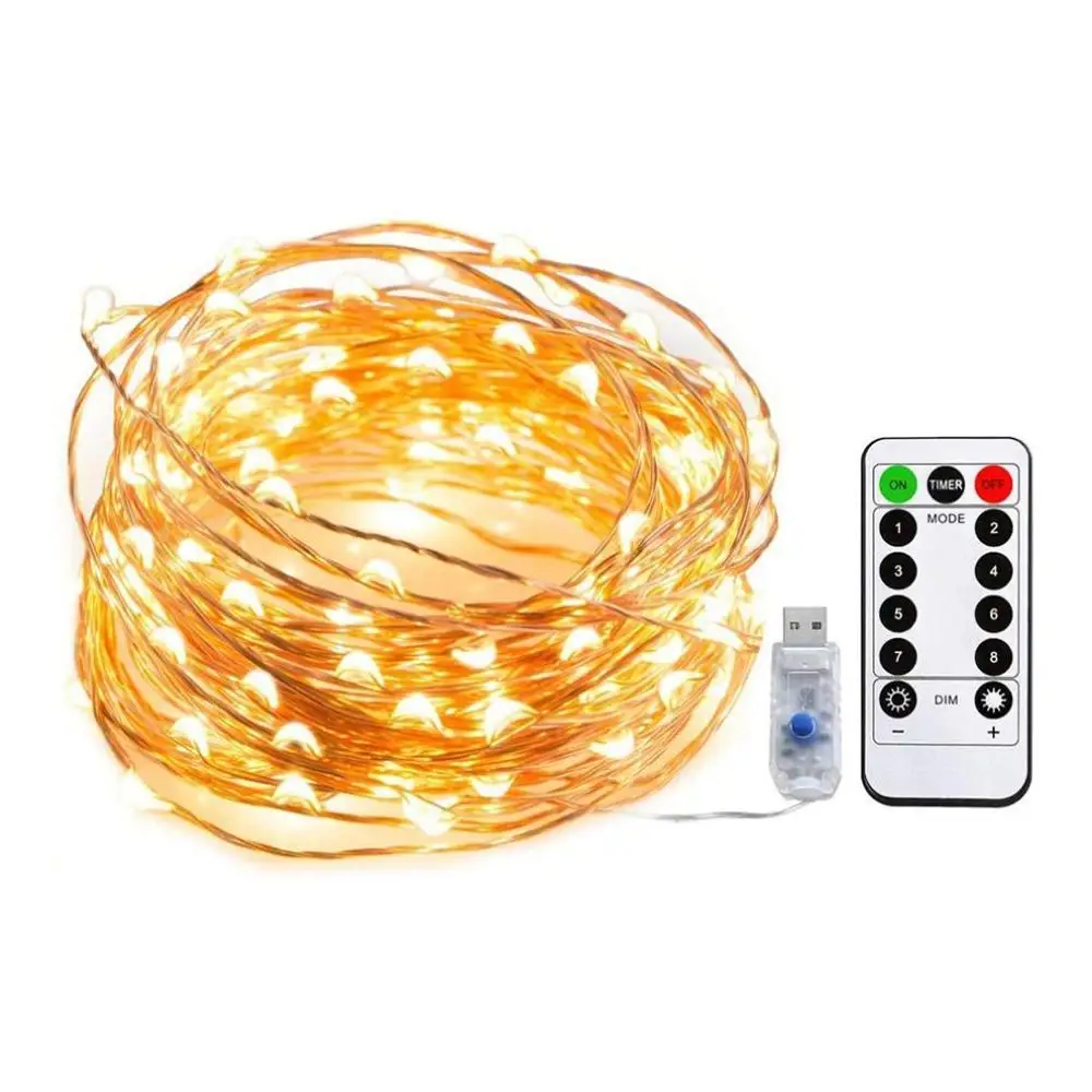 

100 LED 10M Copper Wire String Lights With Remote Control Outdoor Indoor Decorations For Wedding Party Home Garden Bedroom