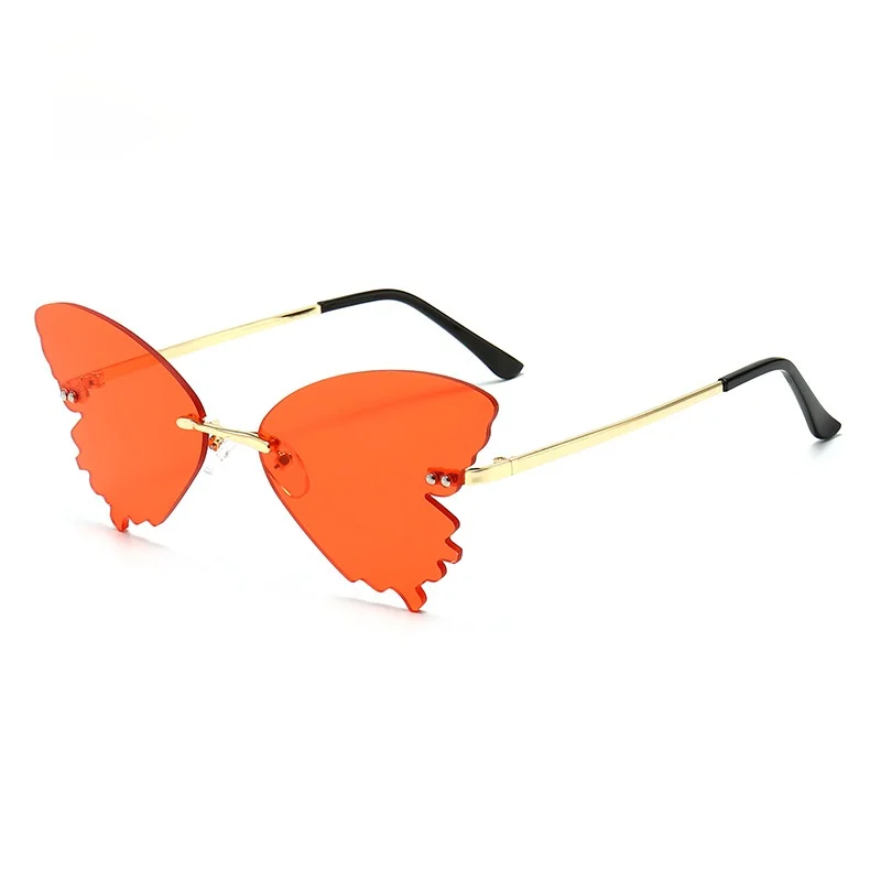 

New Rimless Unique Butterfly Sunglasses Women Men Irregular Personalized Metal Sun Glasses Fashion Fancy UV400 Shades 2021