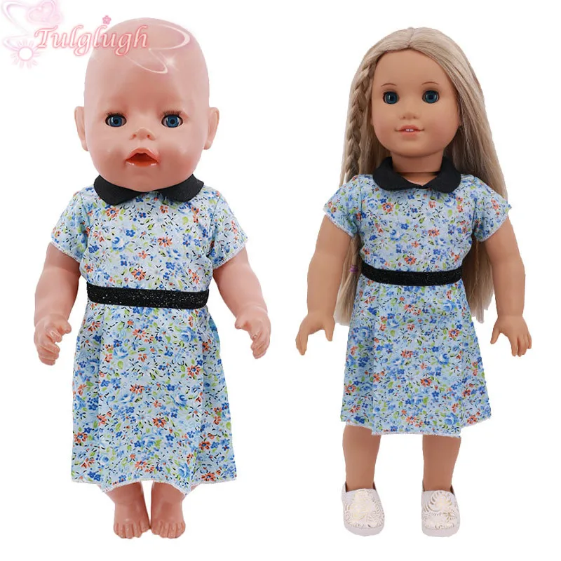 

Новинка 2021, одежда для Платья с цветочным рисунком для 18-дюймовой американской куклы, игрушки для девочек, 43 см, аксессуары для одежды для но...