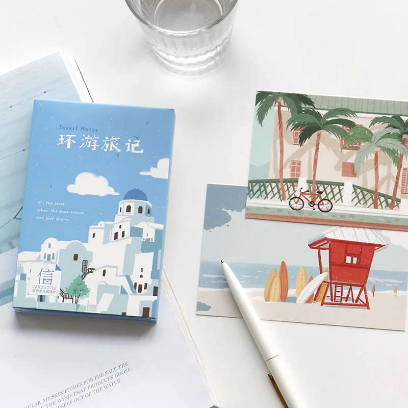 

30 Sheets/Set Novelty Travel Notes Postcard Hand Painted Landscape Greeting Card Message Card Birthday Gift Card