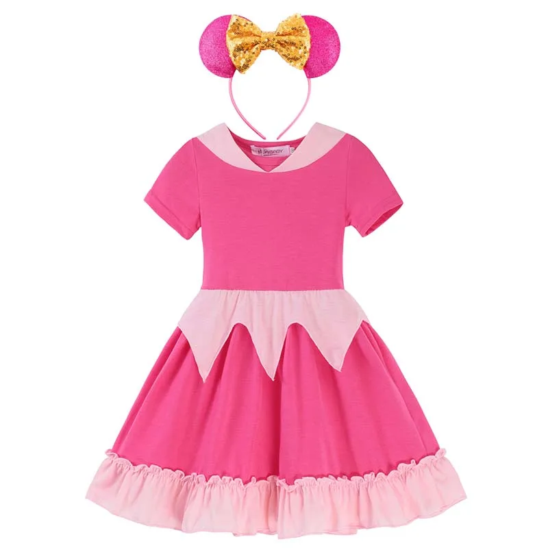 Disney Mickey Dress for Girls New Fancy Princess Rapunzel Cosplay Clothing Kids Party Cinderella Aurora Belle Dress up Costume