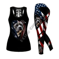 rottweiler flag 3d printed hollow out tank legging suit sexy yoga fitness soft legging summer women for girl