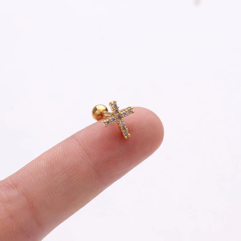 Серьги-гвоздики с фианитами женские Ювелирное Украшение для пирсинга на