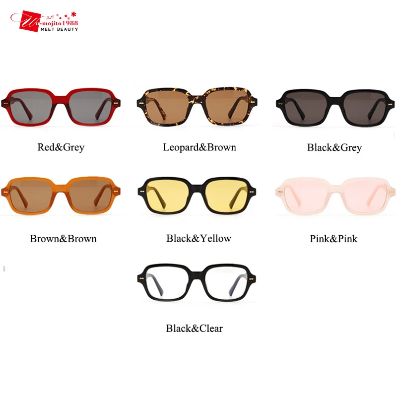 

Fashion Unisex Square Sunglasses Men Women Fashion Small Frame Yellow Sunglasses Female Retro Rivet Glasses UV400Shades Glasses
