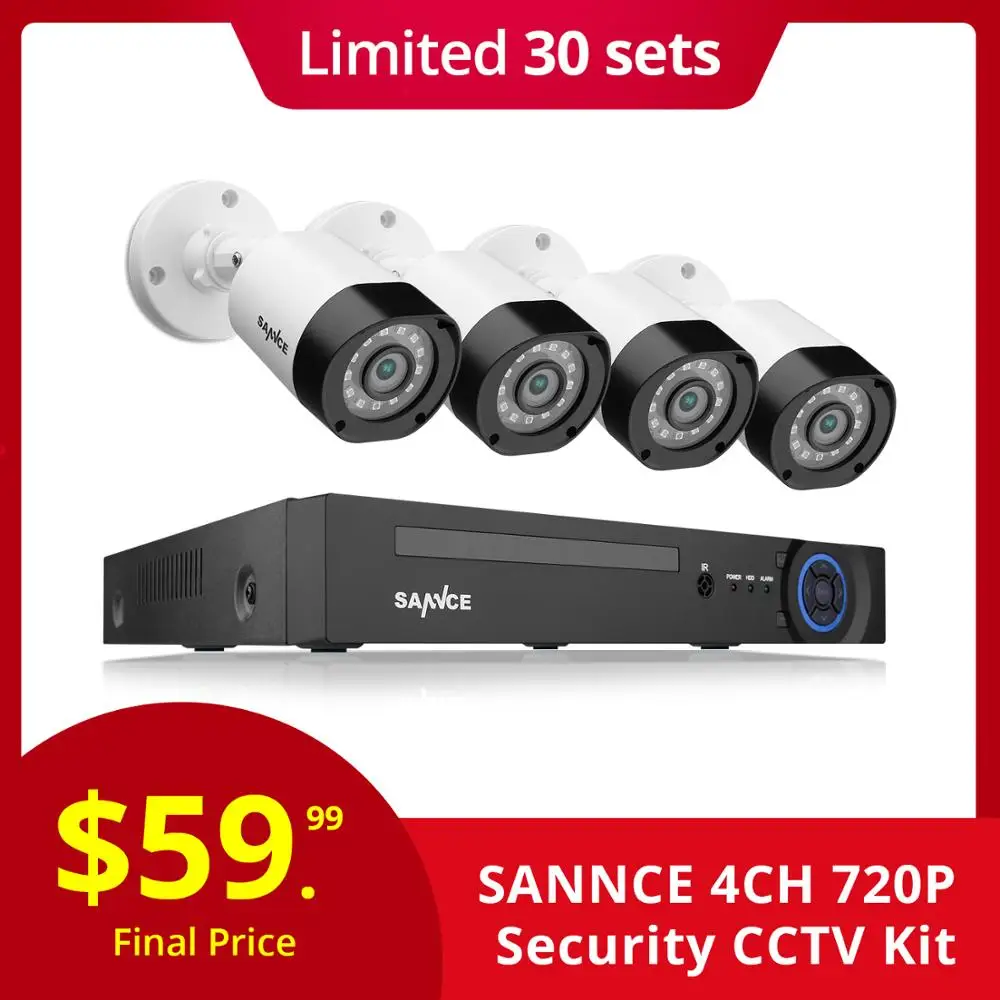 SANNCE 4CH CCTV система 720P HDMI AHD DVR 4 шт. 1 0 MP уличная инфракрасная камера видеонаблюдения