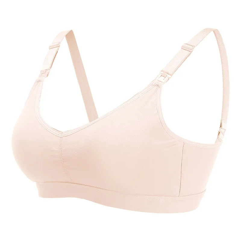 

LZH 2020 New Pregnant Womens Postpartum Pure Color Thin Plus Size Sleep Nursing Bra Gather Anti Sagging Cotton Nursing Underwear