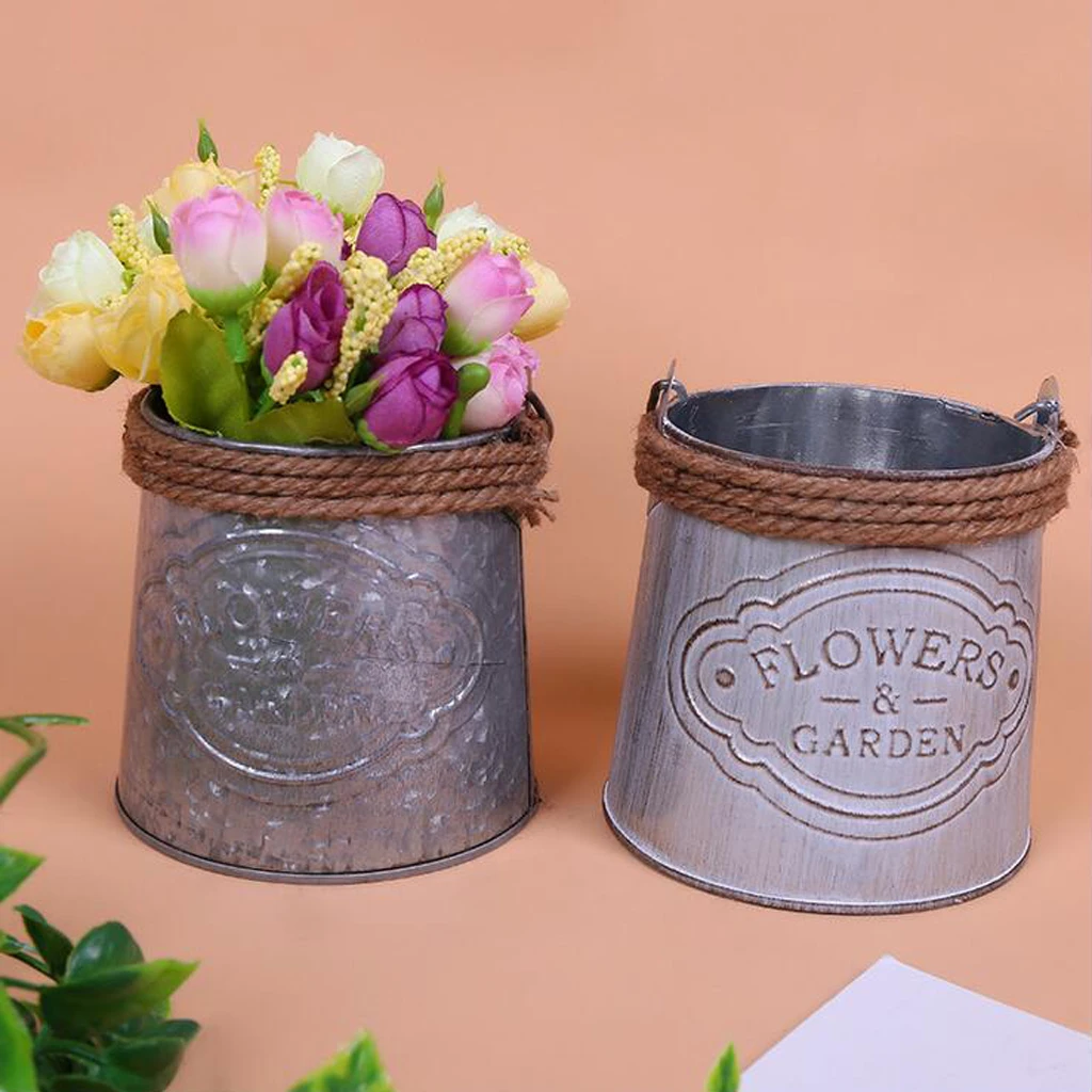 

1xCreative Metal Home Decor Bucket For Gardening Or Floral Arrangements