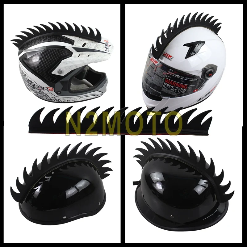 

1 x Black Blue Red Orange Motorcycle Helmet Sticker Dirt Biker Punk Mohawk Spike Cool Style Bikers Warrior Stick Rubber Strip