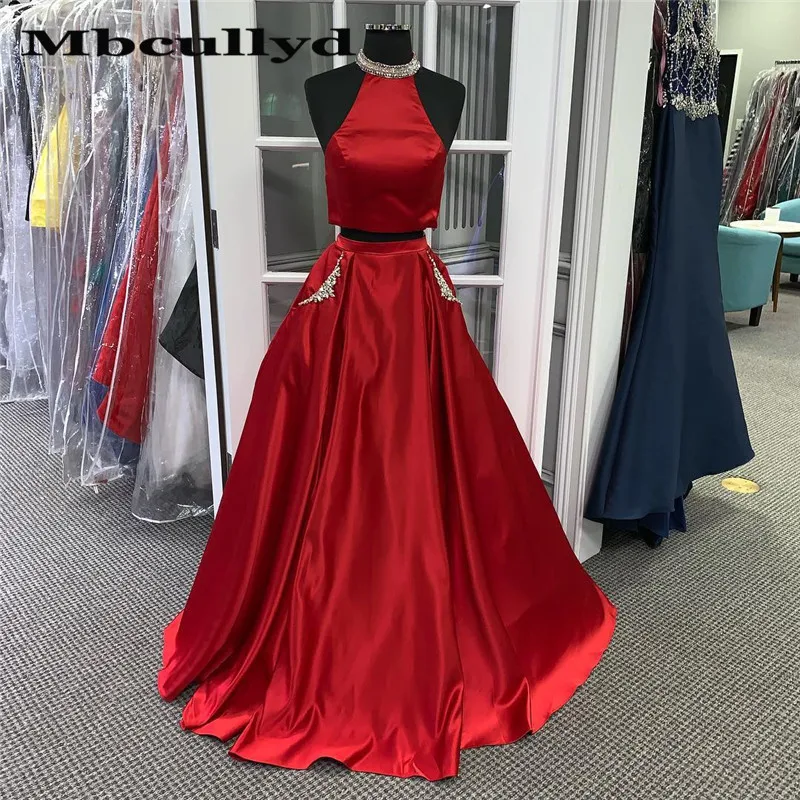 Mbcullyd A Line атласные длинные вечерние платья для выпускного вечера с карманом v