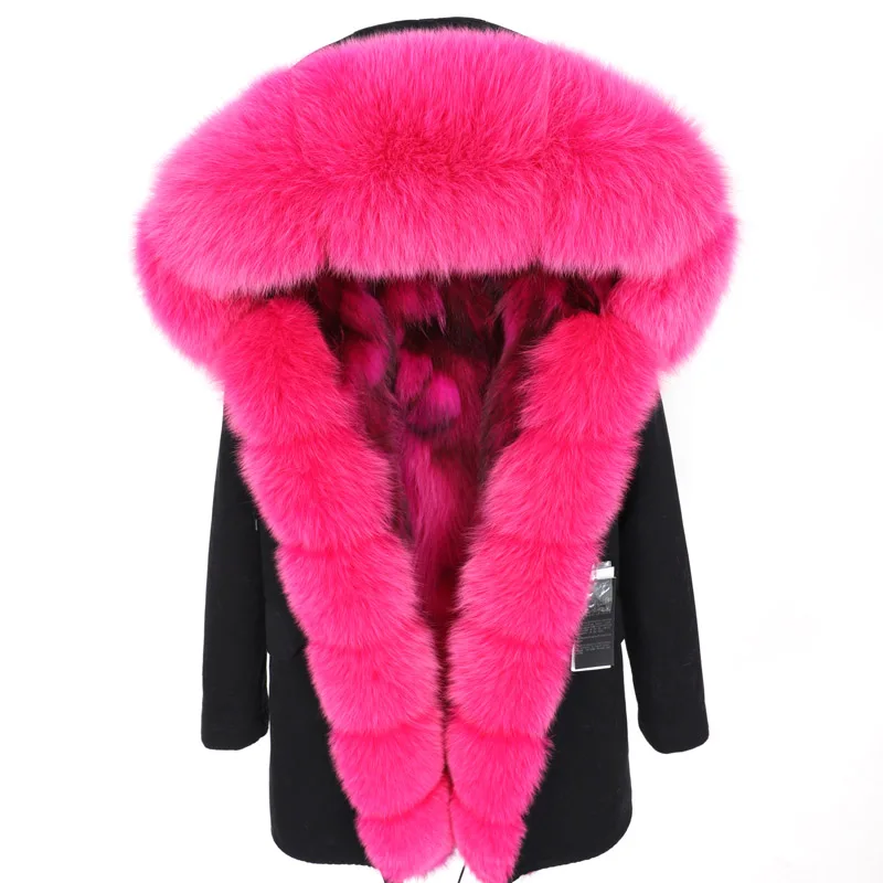 Winter Women Real Fur Coat Natural Fox Fur Liner And Collar Hooded Fur Jacket Fashion Streetwear Thick Warm Overcoat enlarge