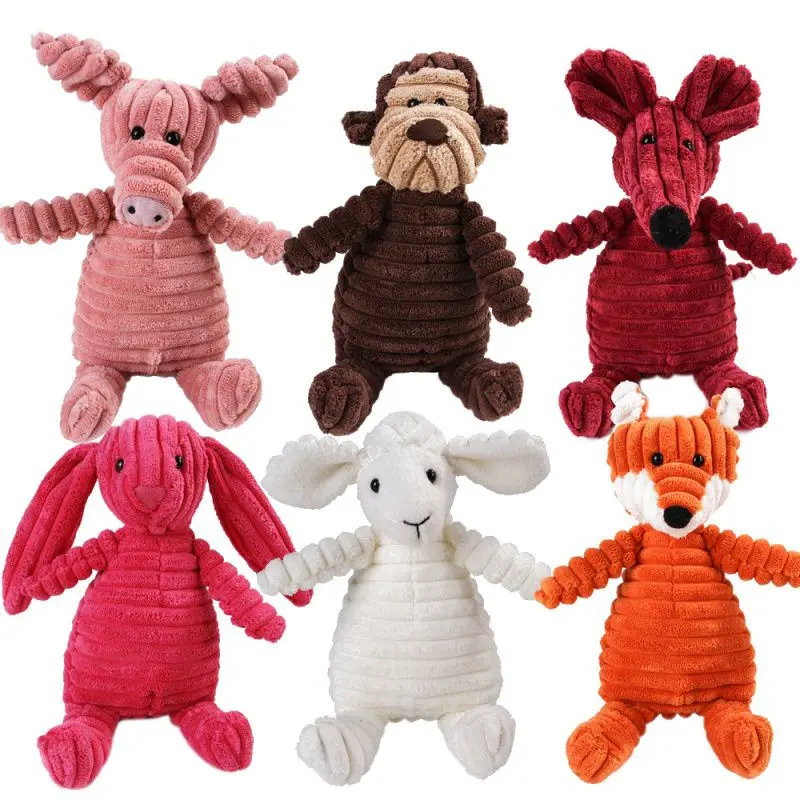 

Corduroy Dog Toys for Small Large Dogs Animal Shape Plush Pet Puppy Squeaky Chew Bite Resistant Toy Pets Accessories Supplies