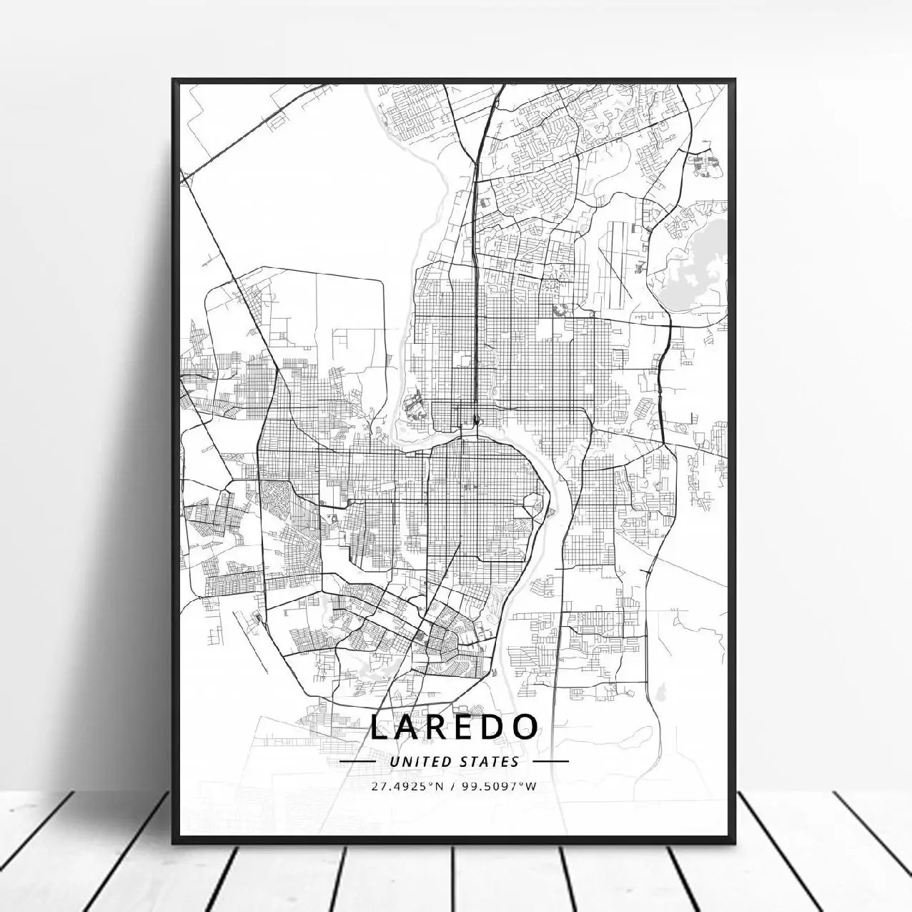 Durham Colorado Spring Fort Worth Laredo Нью Йорк Скоттсдейл США Карта холст художественный