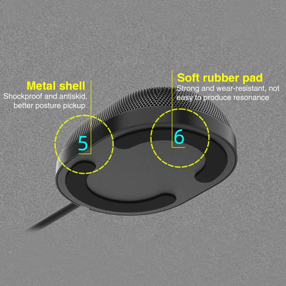 

360 Degrees Business Black 3.5mm Aux Home Office Zinc Alloy For Meeting Omnidirectional Microphone Computer Laptop Easy Install