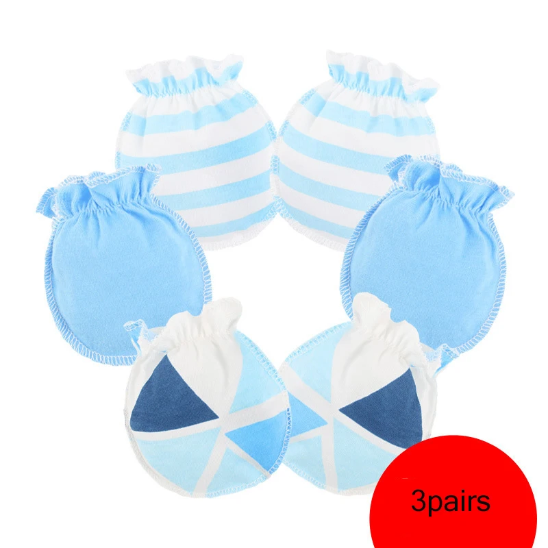 

3 Pair/set 100% Cotton Baby Anti Scratching Gloves Newborn Anti-eat Hand Protection Face baby Mittens Glove Infant Accessories