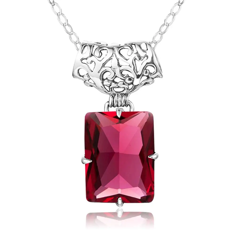 Настоящее серебро 925 ожерелье кулон натуральный рубин драгоценный камень