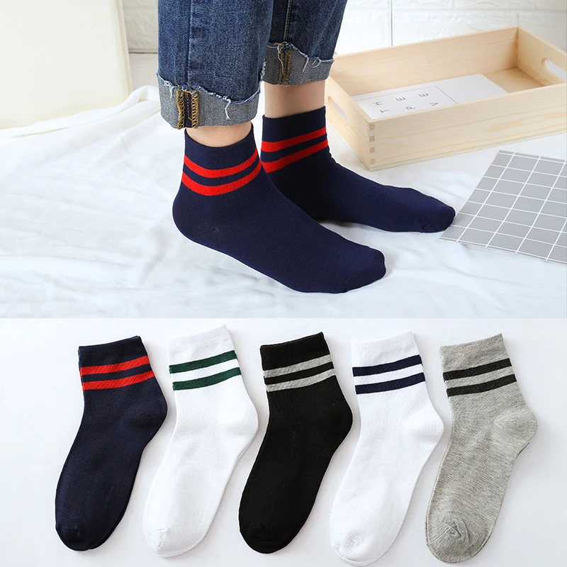 

Men'S Socks Autumn Winter Tube Unisex Sports Cotton Socks for Women Warm Black White Color 2 Striped Style