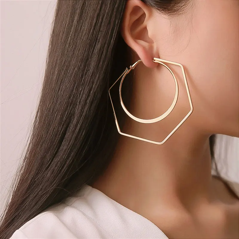 

Statement Geometry Drop Earrings Mother Big Hoop Earrings for Women 2020 Gold Color Fashion Jewelry Trend Accessory Brincos