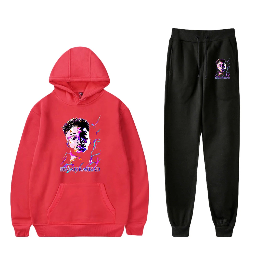

Hip hop Singer Isaiah Rashad Print Fall Suit Hoodies Hooded Ankle Banded Pant Two Piece Set Street Clothing The hoodies+pants
