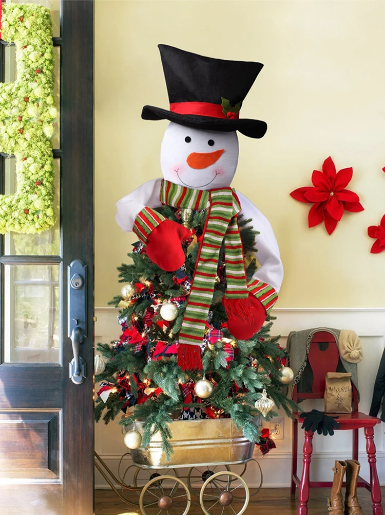 

Christmas Tree Top Snowman Decoration Pendant Snowman Hug Ornament Cute Long Arm Snowman Hat For Xmas Tree Decor For Home