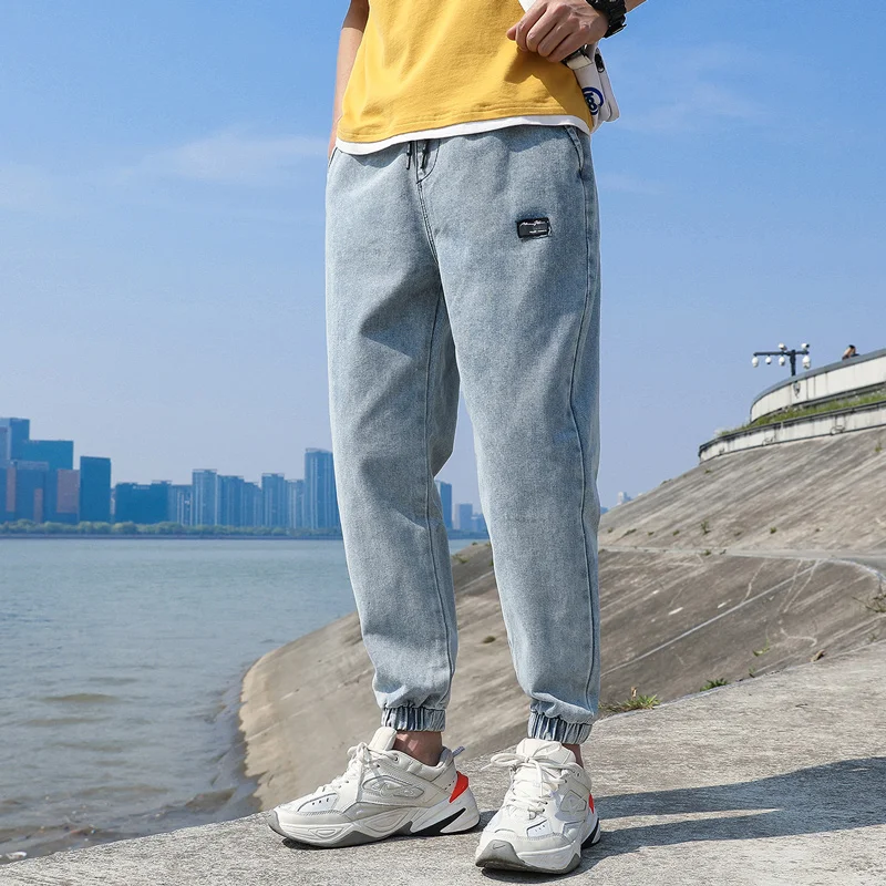 Повседневные джинсы мужские осенние хлопковые однотонные рабочие брюки в стиле