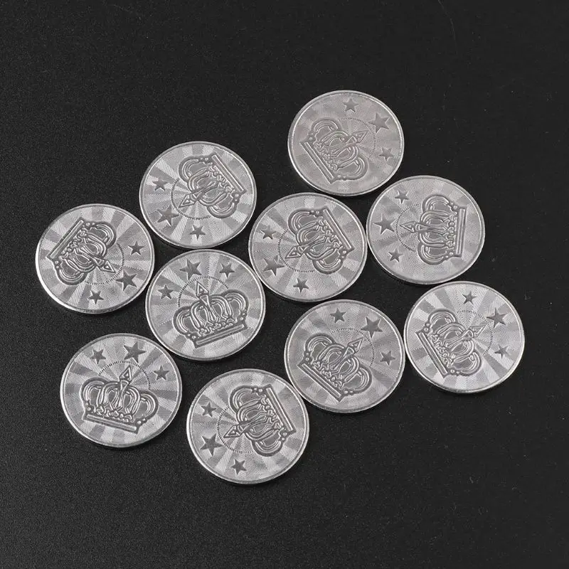 

10pcs 25*2mm Game Token Stainless Steel Arcade Game Coin Pentagram Crown Tokens