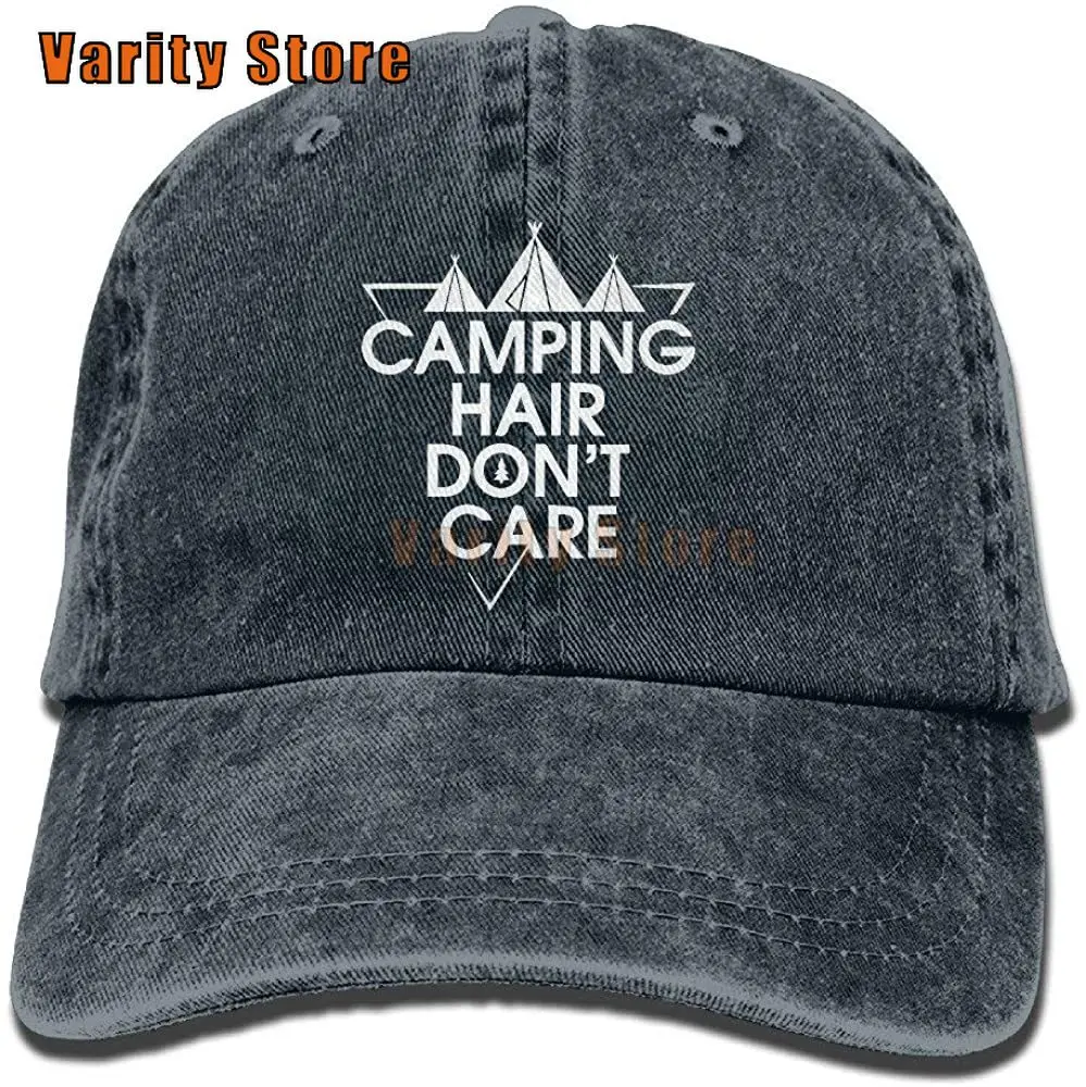 

Camping Hair Don't Care Unisex Adult Denim Washed Cowboy Trucker Hat Retro Adjustable Baseball Cap